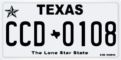 TX license plate CCD0108
