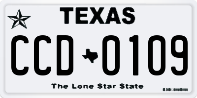 TX license plate CCD0109