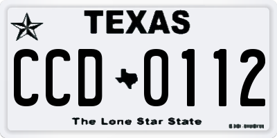 TX license plate CCD0112