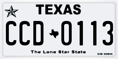 TX license plate CCD0113