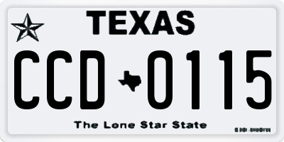 TX license plate CCD0115
