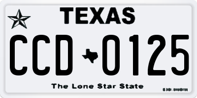 TX license plate CCD0125