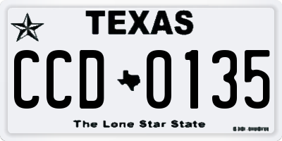 TX license plate CCD0135