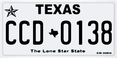 TX license plate CCD0138