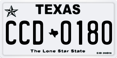 TX license plate CCD0180