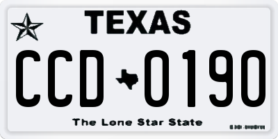 TX license plate CCD0190