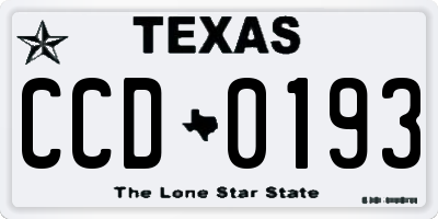 TX license plate CCD0193