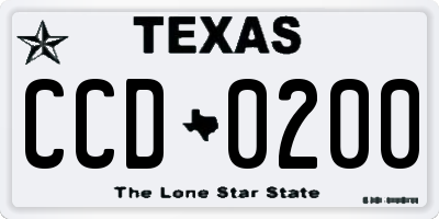 TX license plate CCD0200
