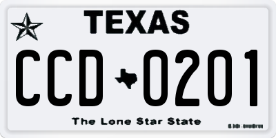 TX license plate CCD0201