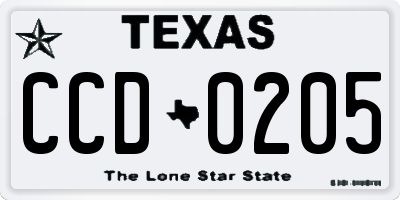 TX license plate CCD0205