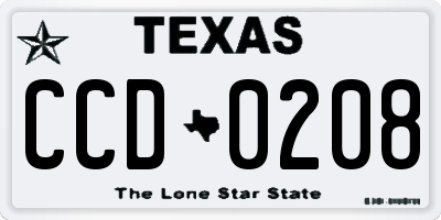 TX license plate CCD0208