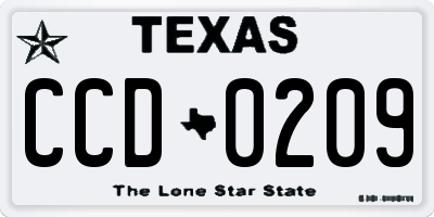 TX license plate CCD0209