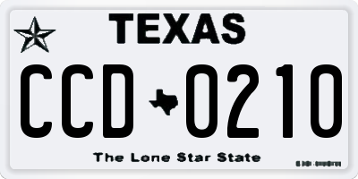 TX license plate CCD0210