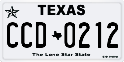 TX license plate CCD0212