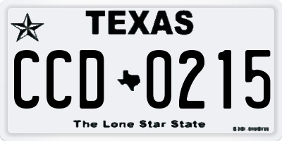 TX license plate CCD0215