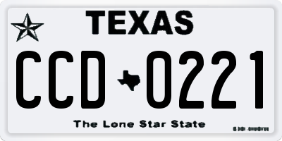 TX license plate CCD0221