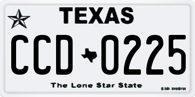TX license plate CCD0225