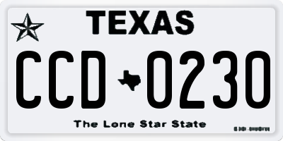 TX license plate CCD0230