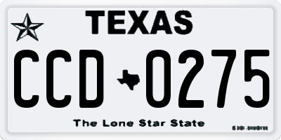 TX license plate CCD0275