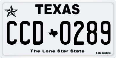 TX license plate CCD0289