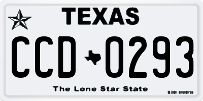 TX license plate CCD0293