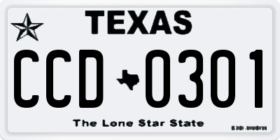 TX license plate CCD0301