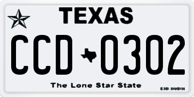 TX license plate CCD0302