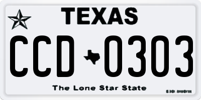 TX license plate CCD0303