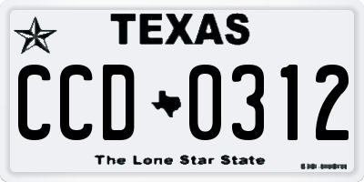 TX license plate CCD0312