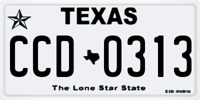 TX license plate CCD0313