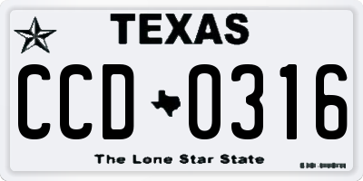 TX license plate CCD0316