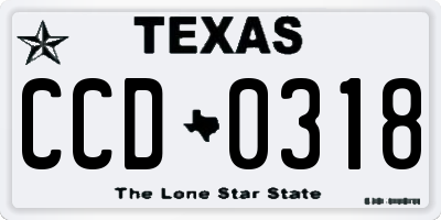 TX license plate CCD0318