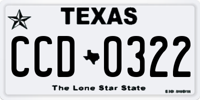 TX license plate CCD0322