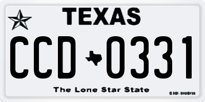 TX license plate CCD0331