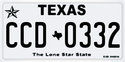 TX license plate CCD0332
