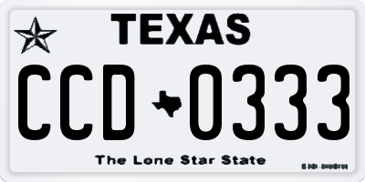TX license plate CCD0333
