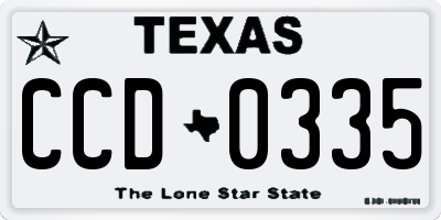 TX license plate CCD0335