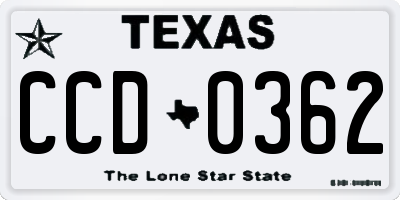TX license plate CCD0362