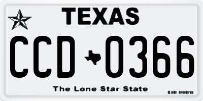 TX license plate CCD0366