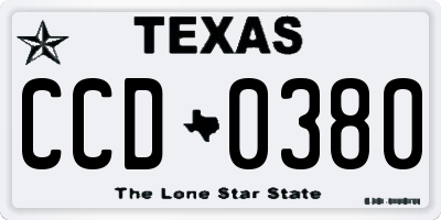 TX license plate CCD0380