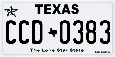 TX license plate CCD0383