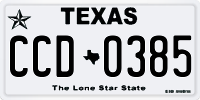 TX license plate CCD0385