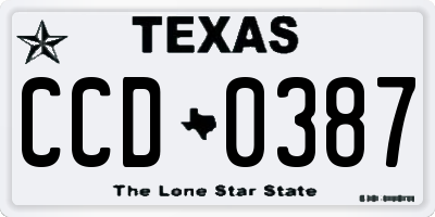 TX license plate CCD0387