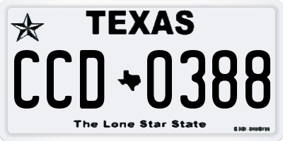 TX license plate CCD0388
