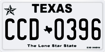 TX license plate CCD0396