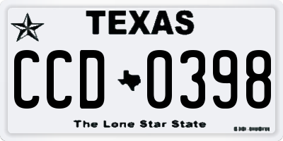 TX license plate CCD0398