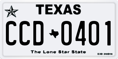TX license plate CCD0401