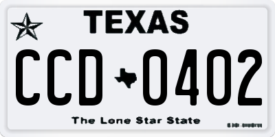 TX license plate CCD0402