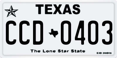 TX license plate CCD0403