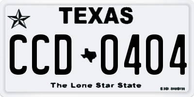 TX license plate CCD0404